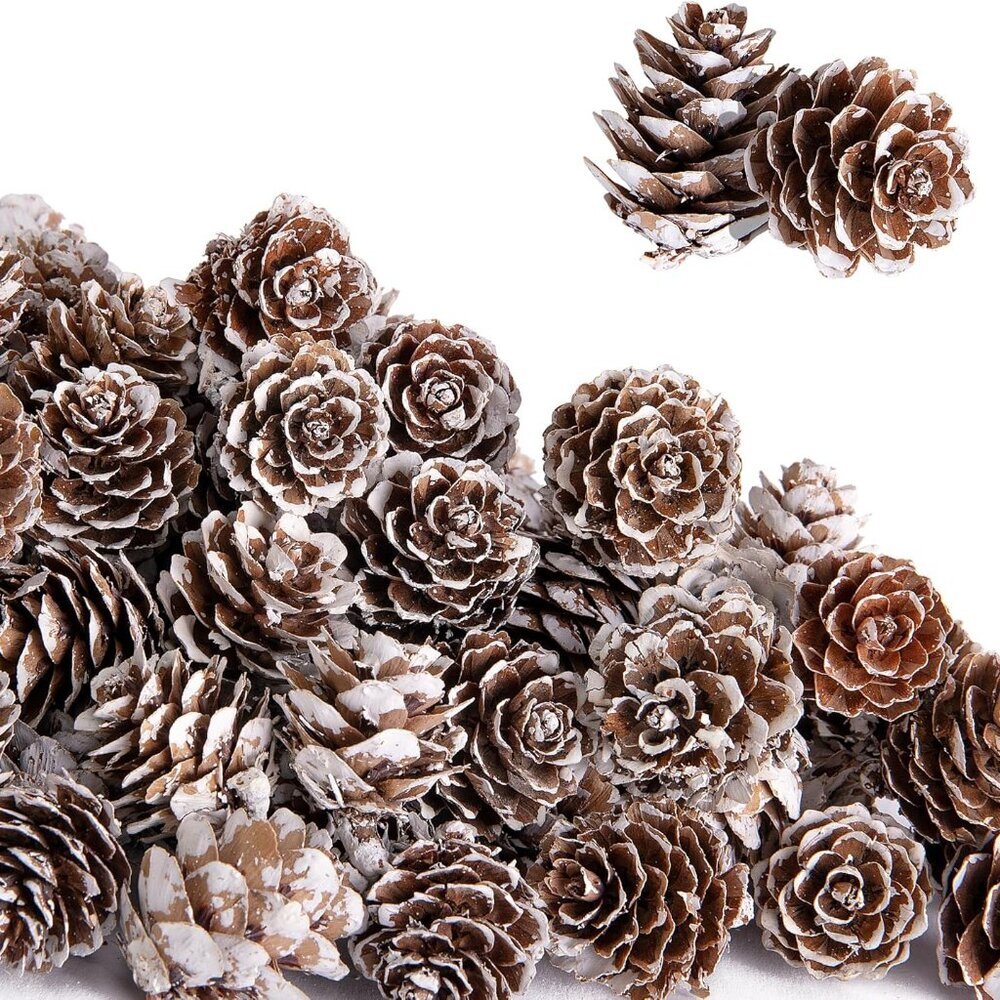 150 Pcs Christmas Natural Mini Pine Cones- 1" Small Christmas Snow Pinecones Orn